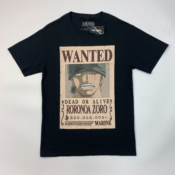 Roronoa Zero Wanted Poster T Shirt Mens S Small Black One Piece Pirate Hunter - Picture 2 of 9